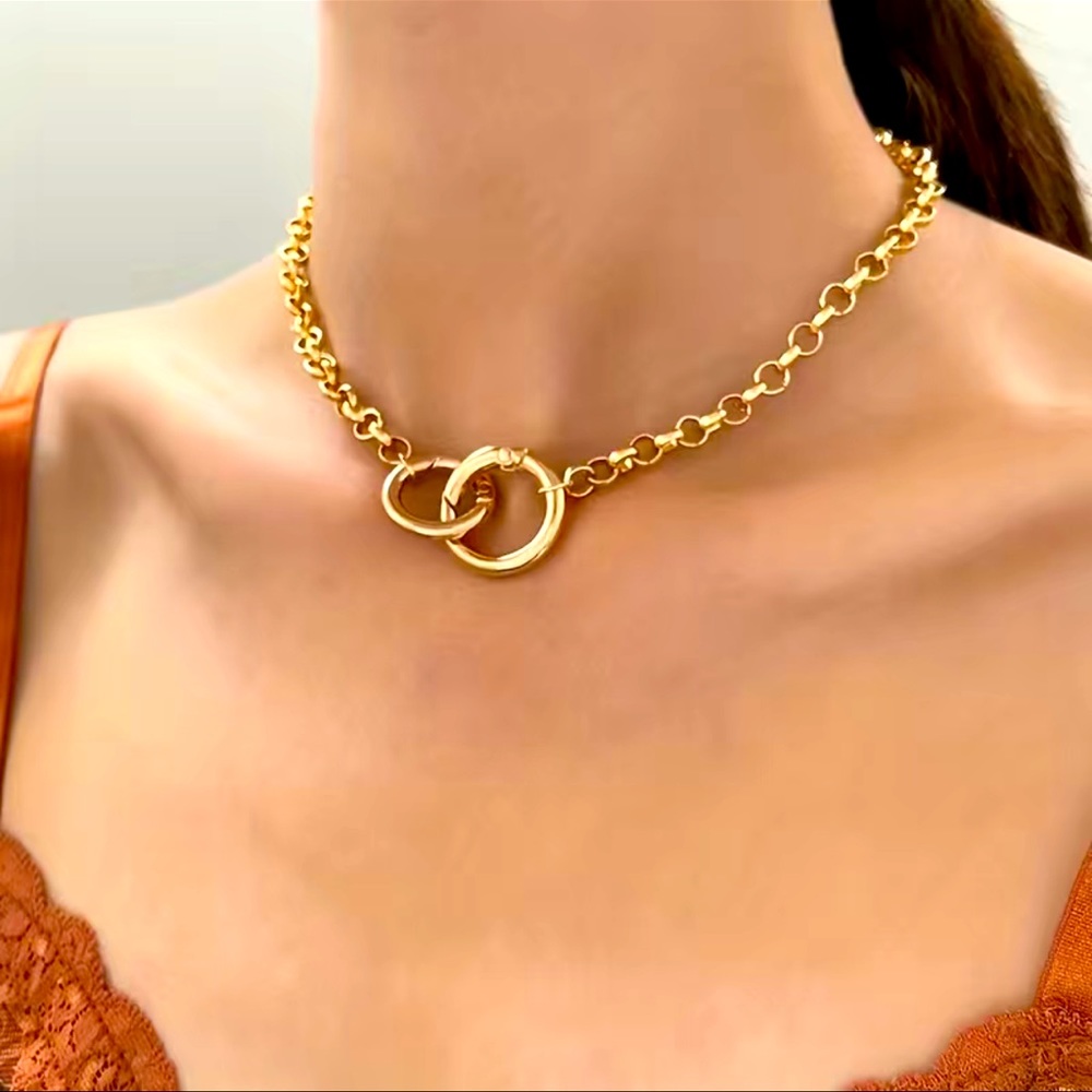 Brand New Gold 14k Plated Chain Choker Necklace